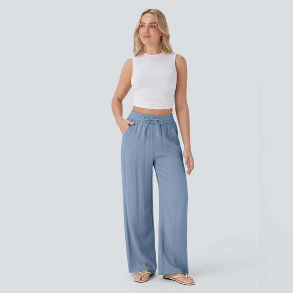 Sincerely, Jules women size large pull on linen‎ blend wide leg pants